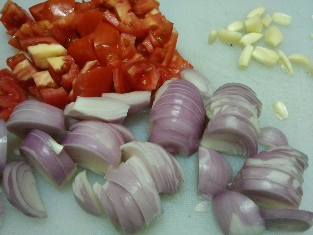 chopped Onions, tomatoes and garlic