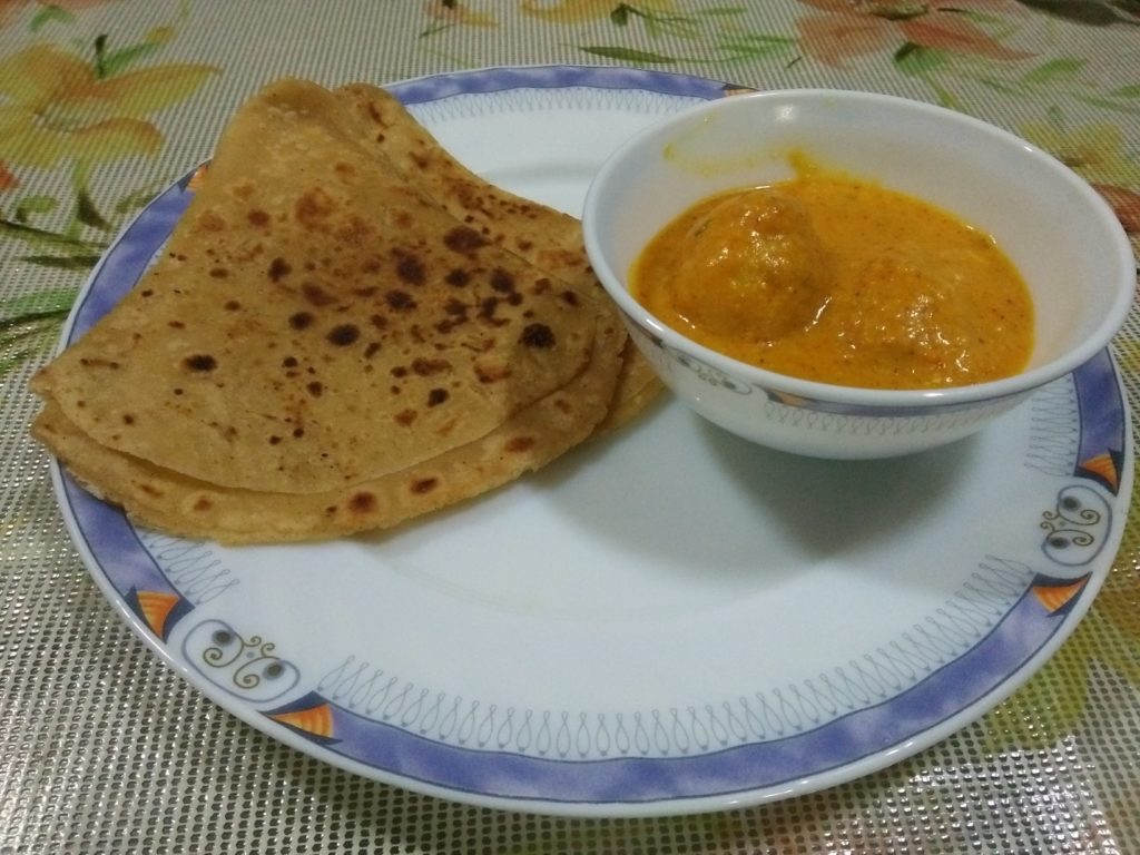 Paratha served with a North Indian Subzi Dum Aloo