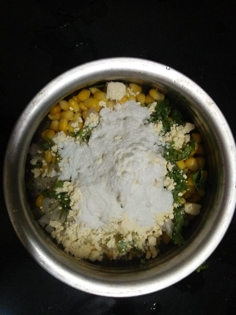 Ingredients for making corn Pakora