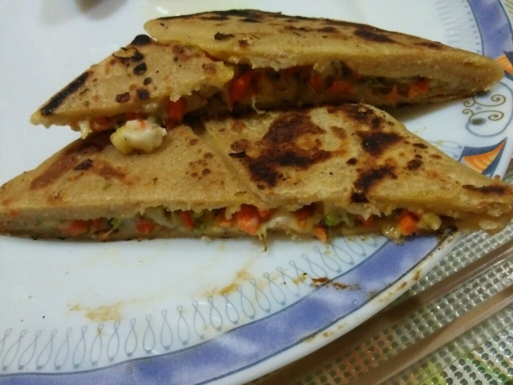 Italian stuffed Paratha, one of the 4 different types of Parathas