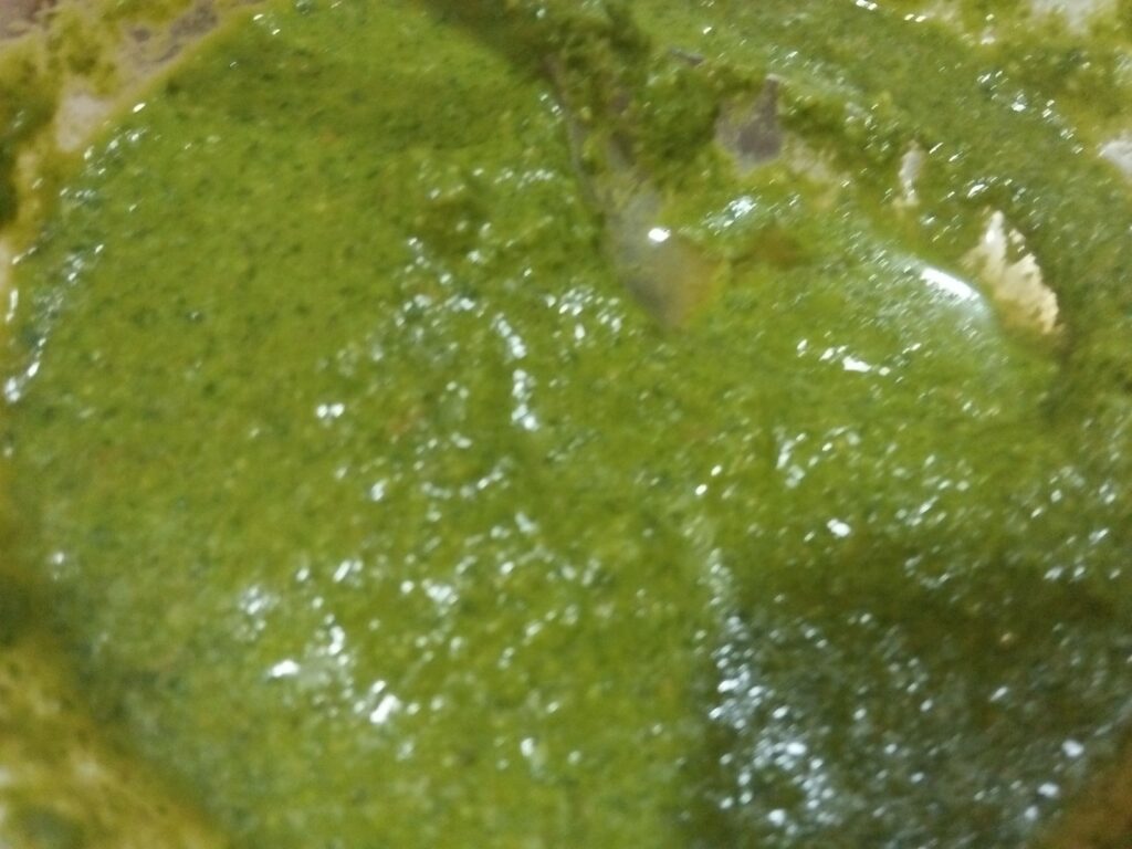 Coriander mint chutney to prepare Aloo Tikki Chaat, Indian Street Food of INdia