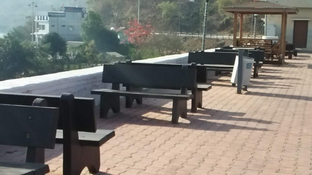 Seating near the viewpoints at the Best Cycle tour in India at Statue of Unity