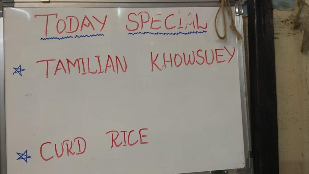 Todays Special Board at Madras Talkies in Sion Mumbai